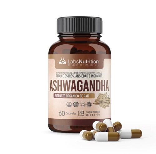LABS NUTRITION Ashwagandha 100% Pura - Estrés, Insomnio, Fatiga (60 Capsulas)